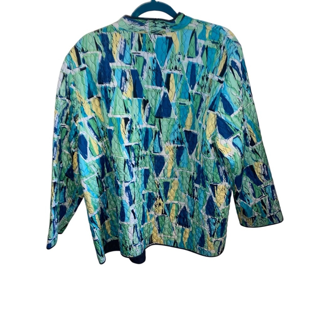 Alfred Dunner Reversible Quilt Grandma jacket Cardigan 
Teal Green Blue Coastal - Picture 8 of 10